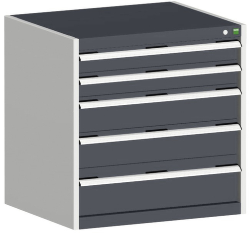 bott Armoire à tiroirs cubio surface de base 800x650 mm, 5 tiroir(s), RAL7035 gris clair/RAL7016 gris anthracite