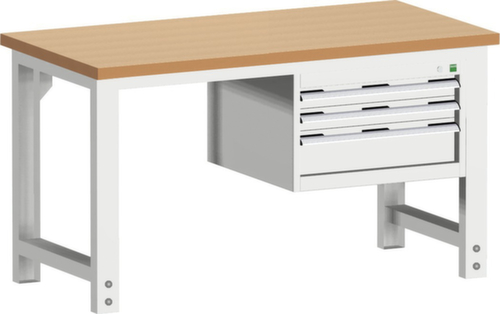 bott Etabli cubio fixe ou réglable en hauteur, 3 tiroirs, RAL7035 gris clair/RAL7035 gris clair