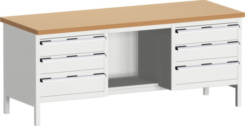 bott Bloc établi cubio, 6 tiroirs, 1 tablette, RAL7035 gris clair/RAL7035 gris clair