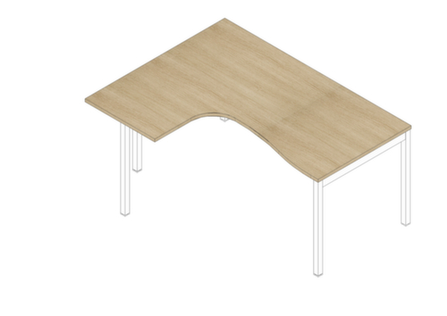 Quadrifoglio Bureau d'angle Practika, piètement 4 pieds, largeur 1600 mm, chêne/blanc