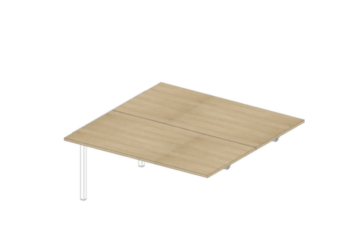 Quadrifoglio Table de rallonge à hauteur réglable Practika pour bureau Bench avec piètement 4 pieds, largeur x profondeur 1600 x 1600 mm, plaque chêne
