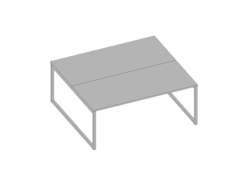 Quadrifoglio Bureau Bench Practika avec piètement à patins, largeur x profondeur 1800 x 1600 mm, plaque gris