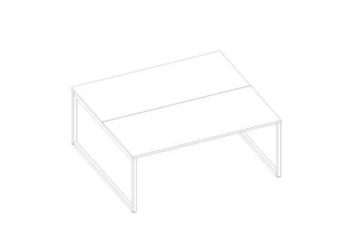 Quadrifoglio Bureau Bench Practika avec piètement à patins, largeur x profondeur 1800 x 1600 mm, plaque blanc