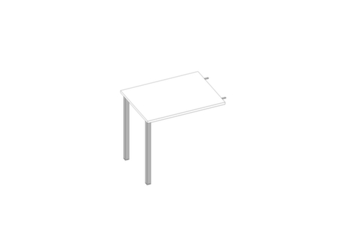 Quadrifoglio Table de rallonge Practika pour bureau avec piètement 4 pieds, largeur x profondeur 800 x 600 mm, plaque blanc