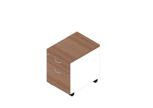 Quadrifoglio Conteneur à roulettes Practika avec tiroir HR, 1 tiroir(s), blanc/noyer Canaletto