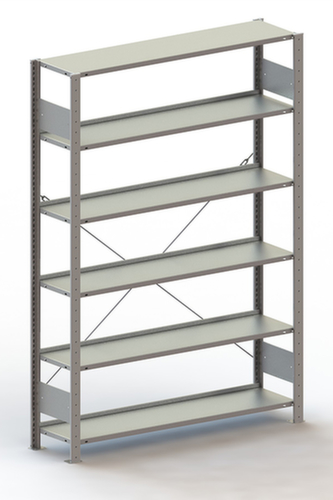 META Rayonnage sans boulons pour classeurs, 6 tablettes, RAL7035 gris clair