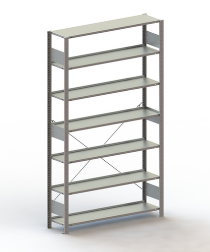 META Rayonnage sans boulons pour classeurs, 7 tablettes, RAL7035 gris clair