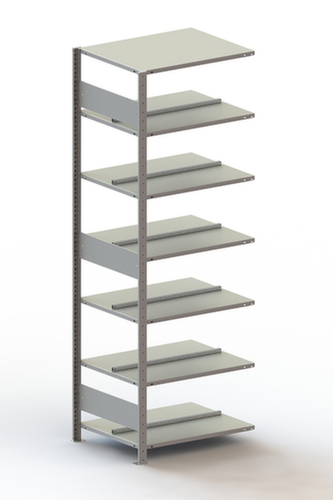 META Porte-documents sans vis Zone de fixation pour une utilisation des deux côtés, 7 tablettes, RAL7035 gris clair