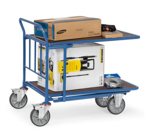 fetra Chariot peu encombrant avec 2 étagères antidérapantes, force 500 kg, plateau longueur x largeur 1000 x 600 mm