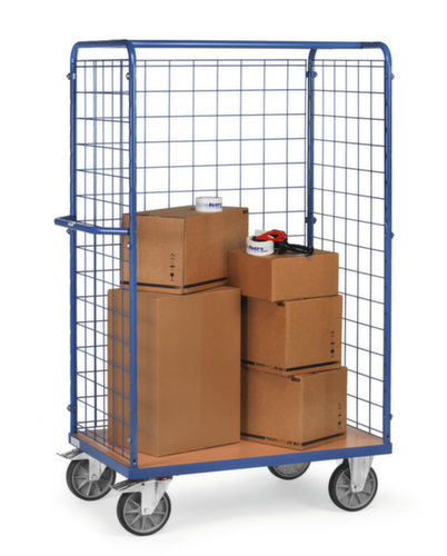 fetra Chariot de transport de colis avec parois grillagées, force 600 kg