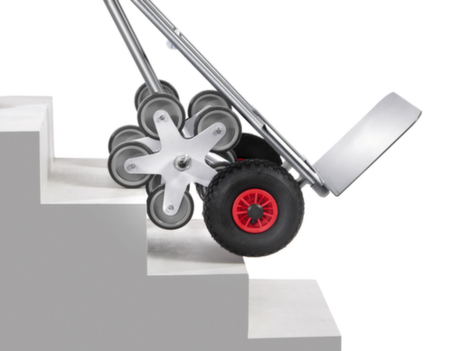 fetra Diable pour escaliers 5 étoiles en aluminium, force 200 kg, largeur de pelle 480 mm, bandage air