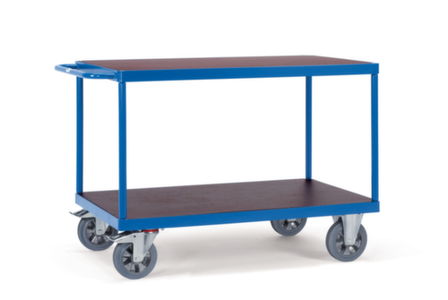 fetra Chariot de table SUPER-MULTIVARIO avec étagères antidérapantes 2000x800 mm, force 1200 kg, 2 plateaux