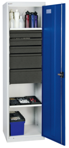 stumpf Armoire d'atelier Serie 3000 avec 2 tablettes de rétention + 5 tiroirs, largeur 500 mm