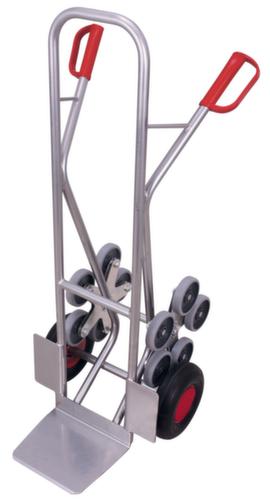 VARIOfit Diable pour escaliers 5 étoiles en aluminium, force 200 kg, largeur de pelle 320 mm, bandage air