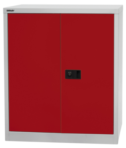 Bisley Armoire de classement Universal, 2 hauteurs des classeurs, gris clair/rouge cardinal