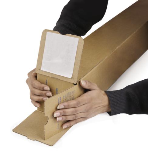 Caisse carton pliante longue QUATTROPACK avec fermeture autocollante, 1 onde, 700 x 105 x 105 mm