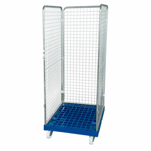 Bac sur roulettes rolltainer® ADB avec 3 parois et plateforme en plastique, force 500 kg, longueur x largeur 815 x 724 mm