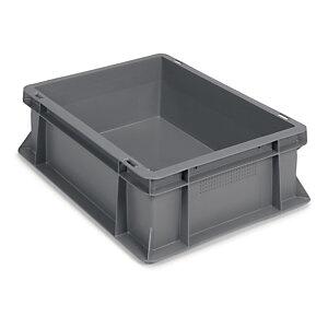 Bac gerbable norme Europe avec trou de préhension fermé, gris, capacité 10 l