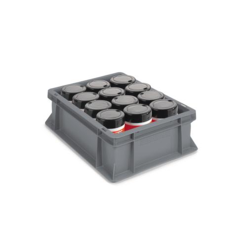 Bac gerbable norme Europe avec trou de préhension fermé, gris, capacité 10 l