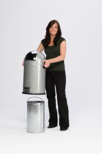 Poubelle à pédale avec couvercle à charnière en acier inoxydable, 40 l, argent