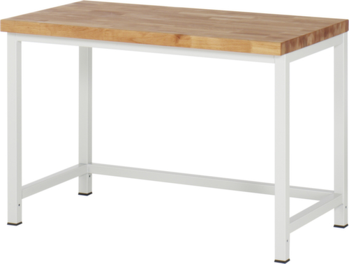 RAU Établi à hauteur réglable Serie 8000 avec plateau en hêtre, RAL7035 gris clair