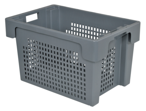 Conteneurs gerbables rotatifs Euronorm Parois + fond perforé, gris, capacité 60 l