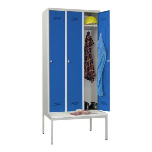 PAVOY Armoire vestiaire Basis avec banc + 3 compartiments, largeur de compartiment 300 mm