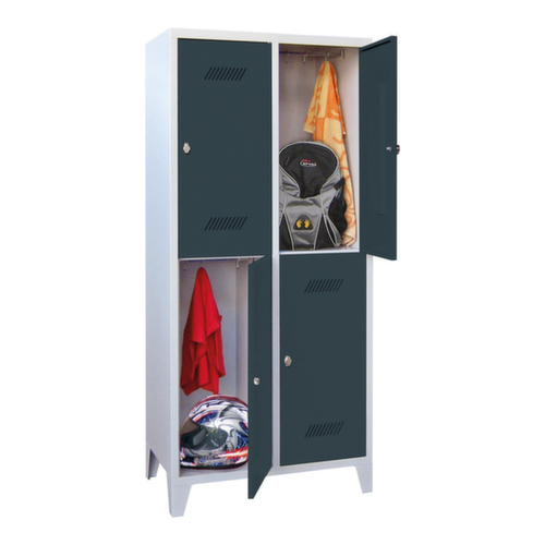 PAVOY Armoire vestiaire à deux niveaux Basis avec 2x2 compartiments, largeur de compartiment 400 mm
