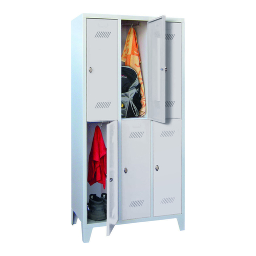 PAVOY Armoire vestiaire à deux niveaux Basis avec 3x2 compartiments, largeur de compartiment 300 mm