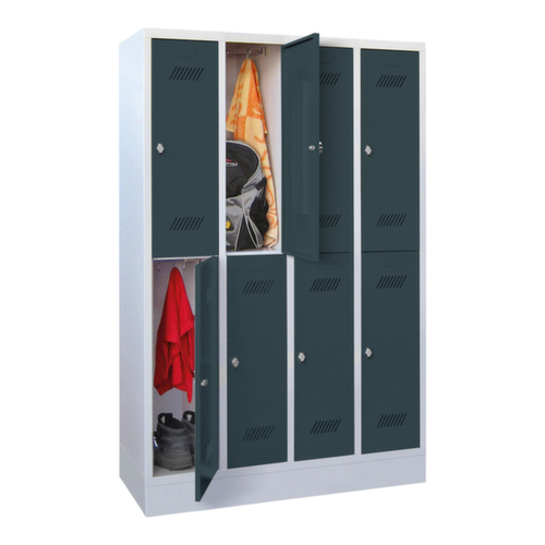 PAVOY Armoire vestiaire à deux niveaux Basis avec 4x2 compartiments, largeur de compartiment 300 mm