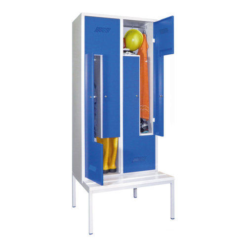 PAVOY Armoire vestiaire Z Basis avec banc + 4 compartiments, largeur de compartiment 400 mm
