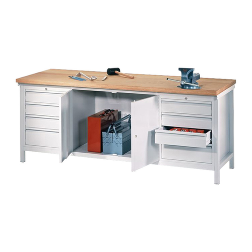 PAVOY Établi avec différents soubassements, 8 tiroirs, 1 armoire