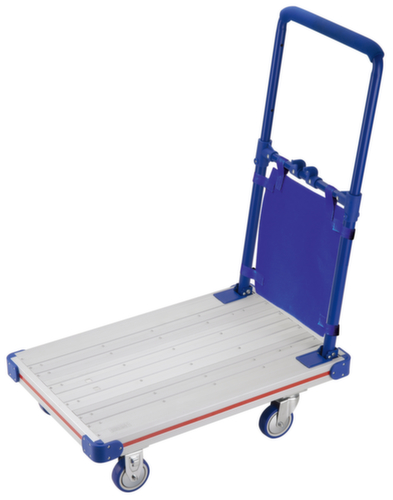 Chariot avec barre de poussée en aluminium avec poignée rabattable et roues