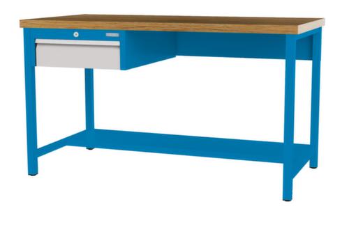 Bedrunka + Hirth Etabli avec plateau en hêtre massif Piétement en plusieurs couleurs, 1 tiroir, 1/2 tablette