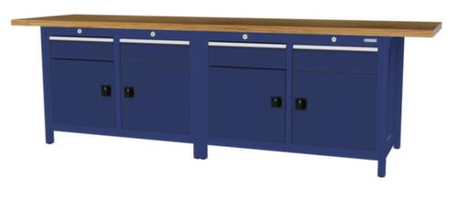 Bedrunka + Hirth Etabli avec plateau en hêtre massif Piétement en plusieurs couleurs, 4 tiroirs, 4 armoires