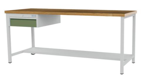 Bedrunka + Hirth Etabli avec plateau en hêtre massif Piétement en plusieurs couleurs, 1 tiroir, 1/2 tablette