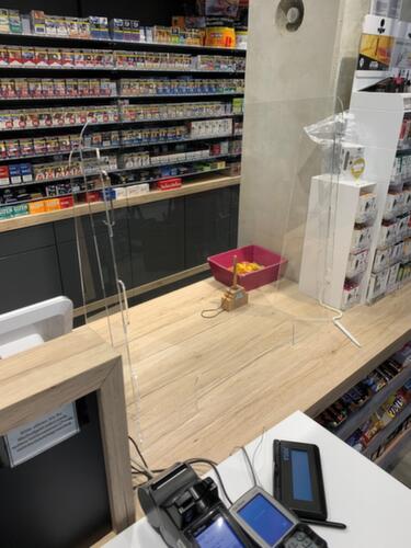 Paroi de protection hygiénique avec ouverture de passage, hauteur x largeur 700 x 800 mm