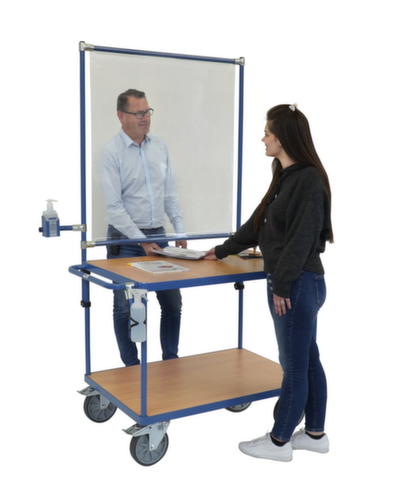 fetra Chariot de table avec équipement de protection contre les infections 1000x700 mm, force 600 kg, 2 plateaux