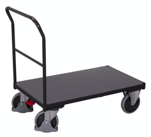VARIOfit Chariot avec barre de poussée, force 400 kg, plateau longueur x largeur 910 x 500 mm