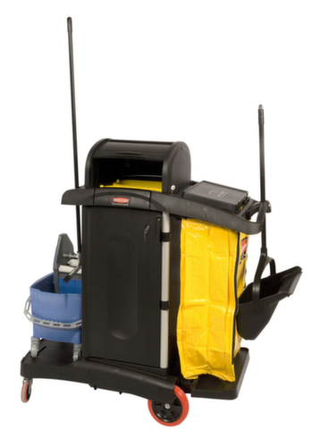 Rubbermaid Camion de nettoyage verrouillable Hygen avec sac poubelle