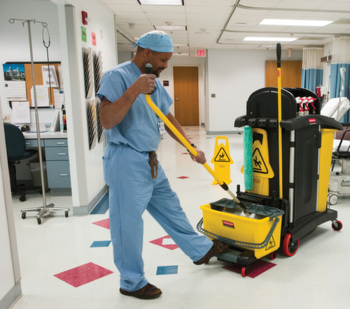 Rubbermaid Camion de nettoyage verrouillable Hygen avec sac poubelle