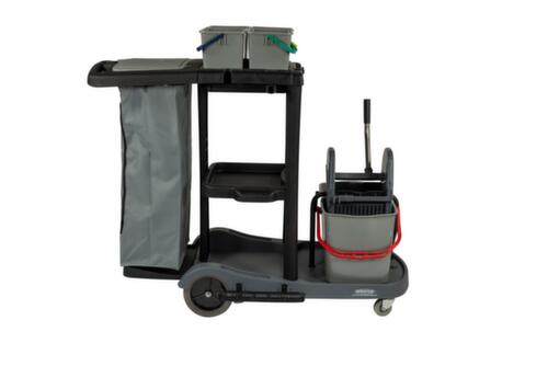 Chariot de nettoyage avec sac de 120 litres et presse à balais, 4x4 l/2x17 l seau en rouge/bleu/vert/jaune