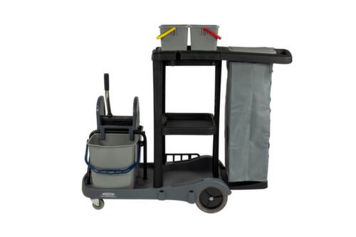 Chariot de nettoyage avec sac de 120 litres et presse à balais, 4x4 l/2x17 l seau en rouge/bleu/vert/jaune