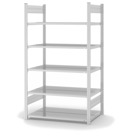 hofe Etagère à dossiers sans vis pour une utilisation des deux côtés, 5 tablettes, RAL7035 gris clair