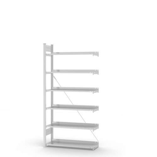 hofe Rayonnage sans boulons pour classeurs élément suivant, 6 tablettes, RAL7035 gris clair