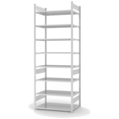 hofe Etagère à dossiers sans vis pour une utilisation des deux côtés, 8 tablettes, RAL7035 gris clair