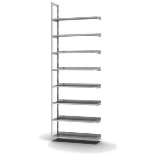 hofe Rayonnage à boulonner pour classeurs élément suivant, 8 tablettes, avec revêtement en zinc anti-corrosion