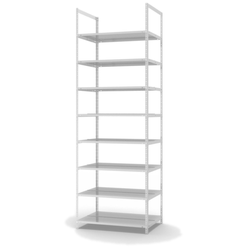 hofe Etagère à dossiers à visser pour une utilisation des deux côtés, 8 tablettes, RAL7035 gris clair