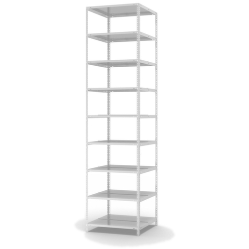 hofe Etagère à dossiers à visser pour une utilisation des deux côtés, 9 tablettes, RAL7035 gris clair