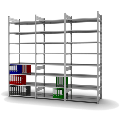 hofe Etagère à dossiers sans vis pour une utilisation des deux côtés, 8 tablettes, avec revêtement en zinc anti-corrosion